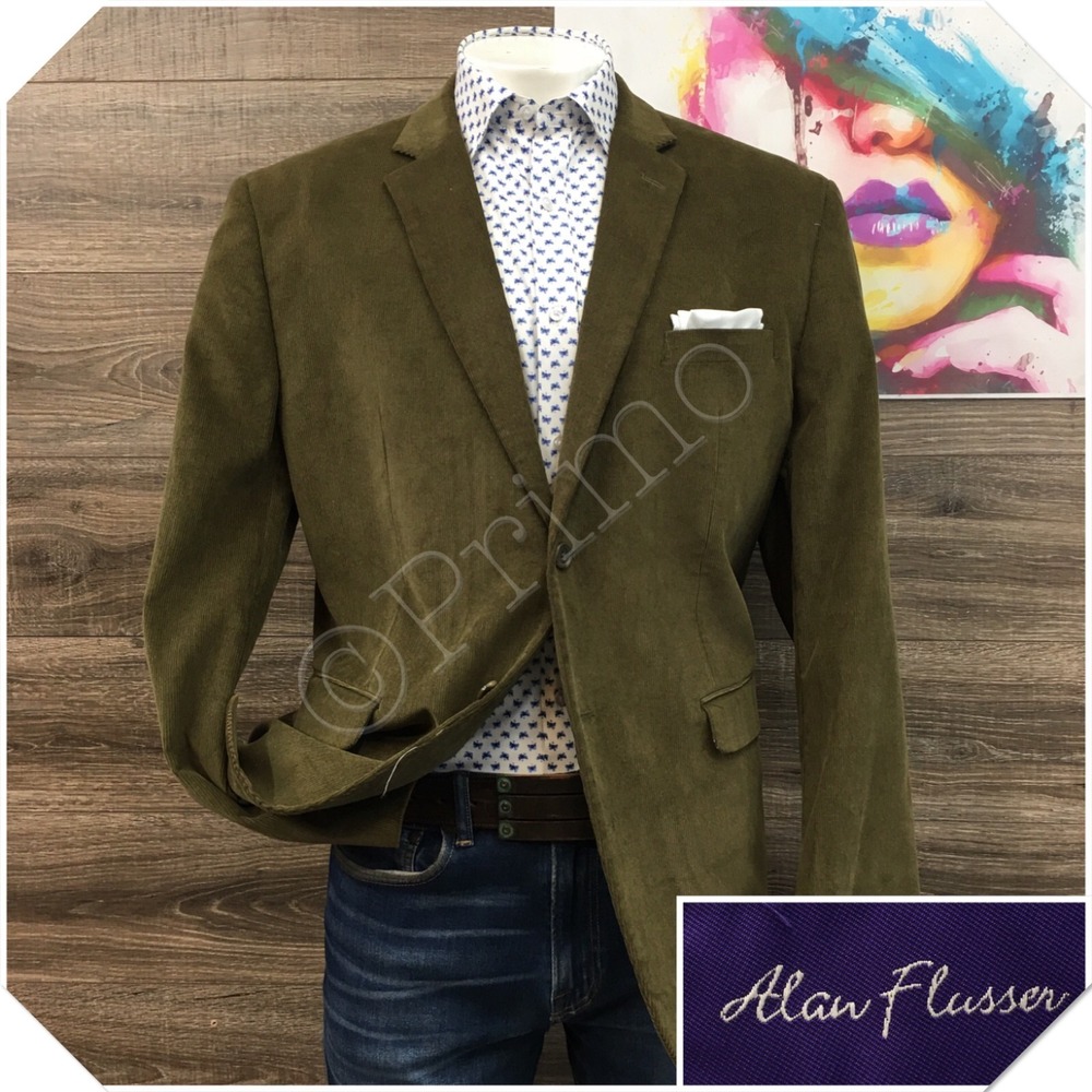NEW ALAN FLUSSER‎ Mens Corduroy Blazer Sport Coat Casual Jacket Size 2XL Suit